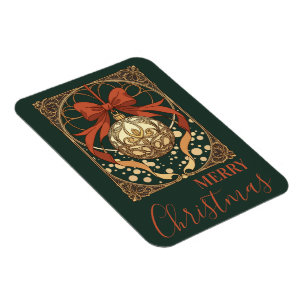 Weihnachtsbaumschmuck Rot Und Beige Jugendstil  Magnet