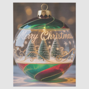 Weihnachtsbaumschmuck Schneekugel mit winzigem Bau Seidenpapier
