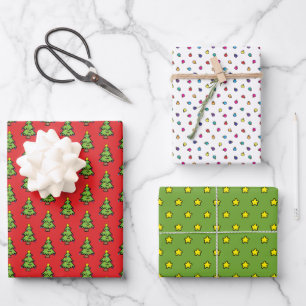 Weihnachtsbaumschmuck - Sterne Muster Geschenkpapier Set