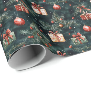 Weihnachtsbaumschmuck und Geschenkmuster Geschenkpapier