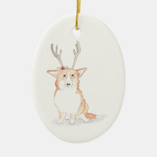Weihnachtsbaumschmuck von Corgi Keramik Ornament