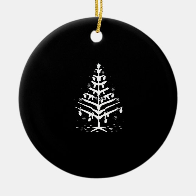 Weihnachtsbaumschmuck Xmas Pajama Geschenke Gun Keramik Ornament (Vorne)