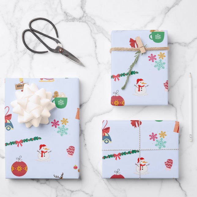 Weihnachtsbaumschnee Winterschneeflocke Weihnachts Geschenkpapier Set (Vorderseite)