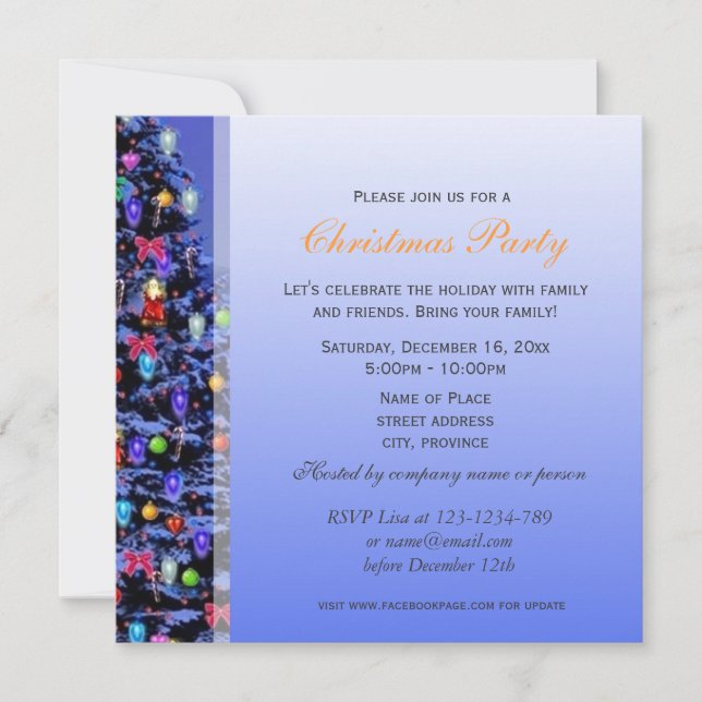 Weihnachtsbaumschneeabend Party Einladung (Vorderseite)