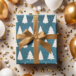 WeihnachtsbaumSilhouetten aquamarin Geschenkpapier