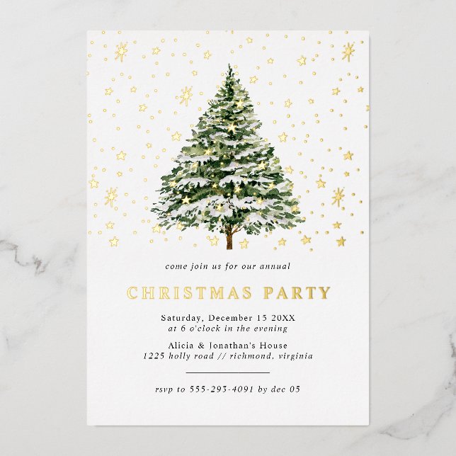Weihnachtsbaumstars | Spaß Weihnachten Party Folieneinladung (Vorderseite)