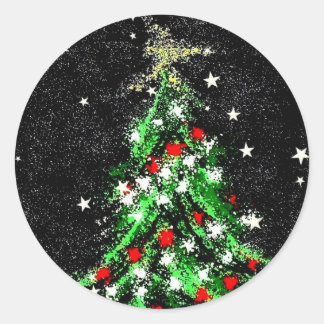 Weihnachtsbaumsticker Abstrakt (auf Schwarz) Runder Aufkleber