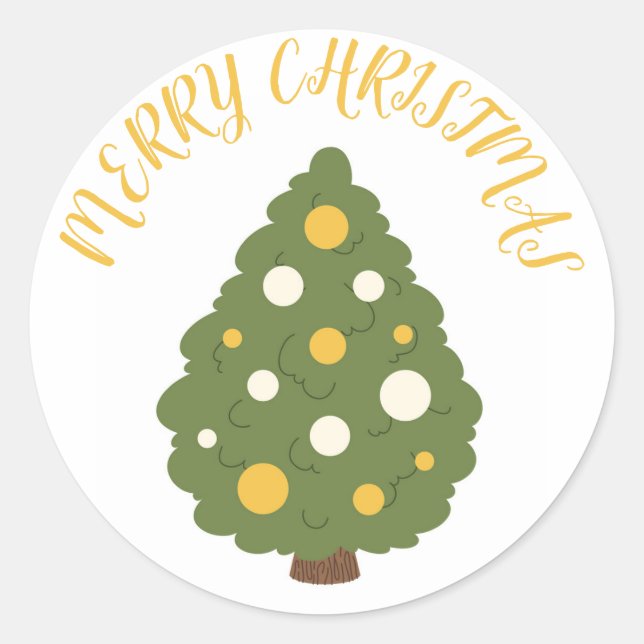 Weihnachtsbaumsticker mit "Frohe Weihnachten Runder Aufkleber (Vorderseite)