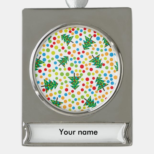 Weihnachtsbaumstruktur Banner-Ornament Silber (Vorderseite)