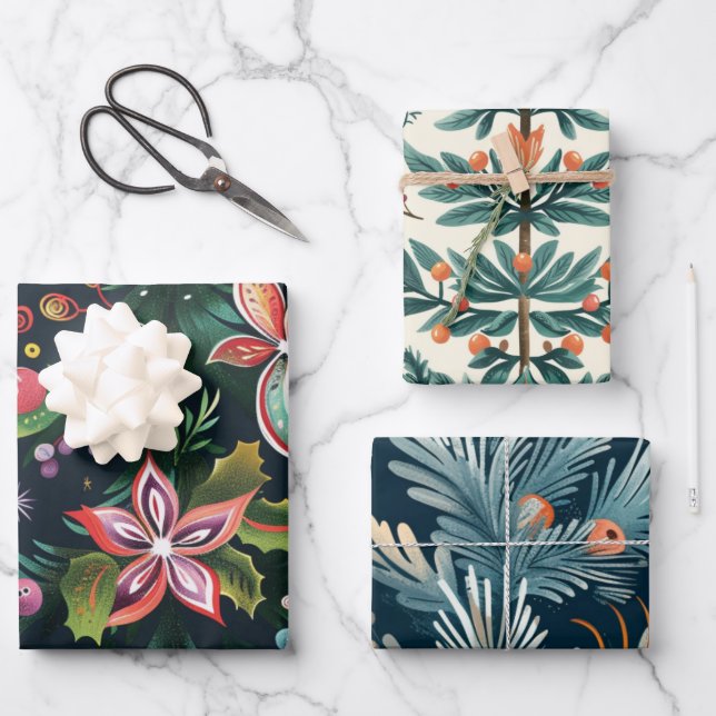 Weihnachtsbaumstruktur Geschenkpapier Set (Vorderseite)