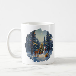 Weihnachtsbaumszene Süßer Hirsch Reh Schneemann Kaffeetasse