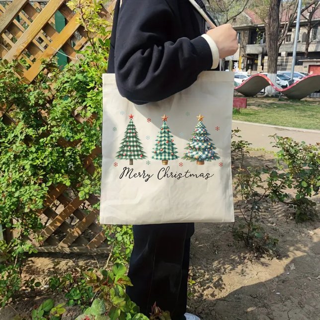 Weihnachtsbaumtasche, Fröhliche Weihnachtsstüte Tragetasche (holiday gift tote, christmas gift for her, personalized christmas bag, christmas shopper tote,)