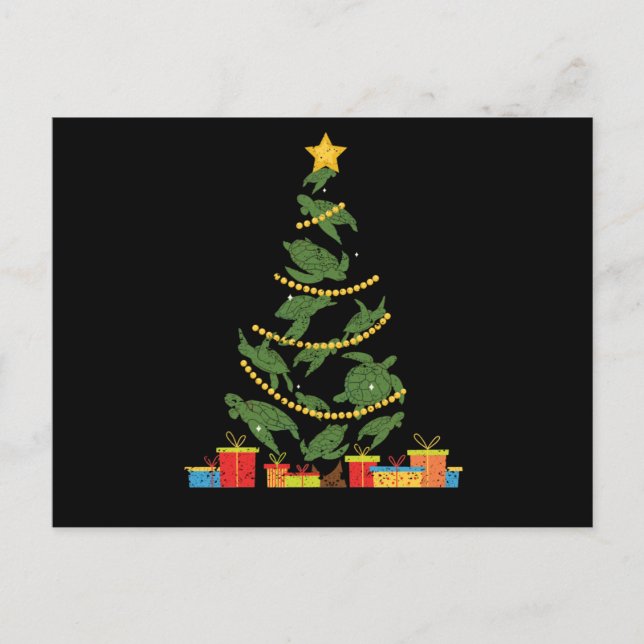 Weihnachtsbaumtier der Meeresschildkröte Xmas PJs Postkarte (Vorderseite)