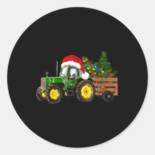 Weihnachtsbaumtraktor Weihnachtsmannmütze Weihnach Runder Aufkleber