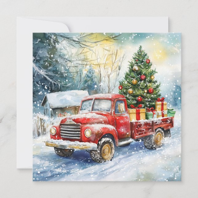 Weihnachtsbaumtransporter Feiertagskarte (Vorderseite)