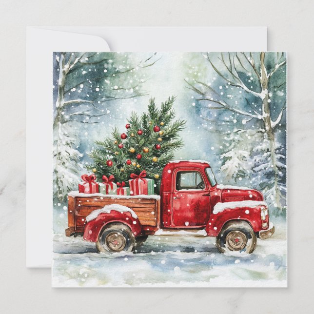 Weihnachtsbaumtransporter Feiertagskarte (Vorderseite)