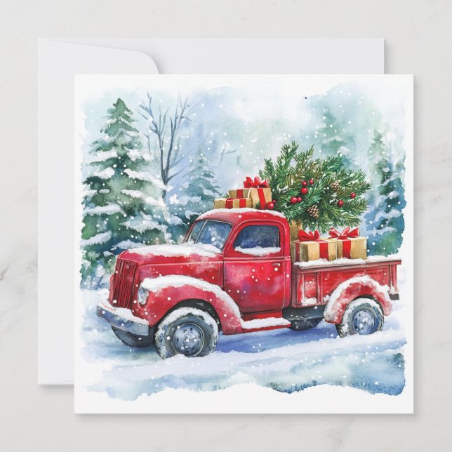 Weihnachtsbaumtransporter Feiertagskarte (Vorderseite)