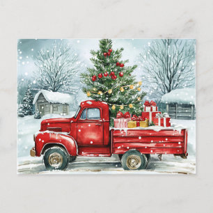 Weihnachtsbaumtransporter Feiertagspostkarte