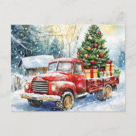 Weihnachtsbaumtransporter Feiertagspostkarte