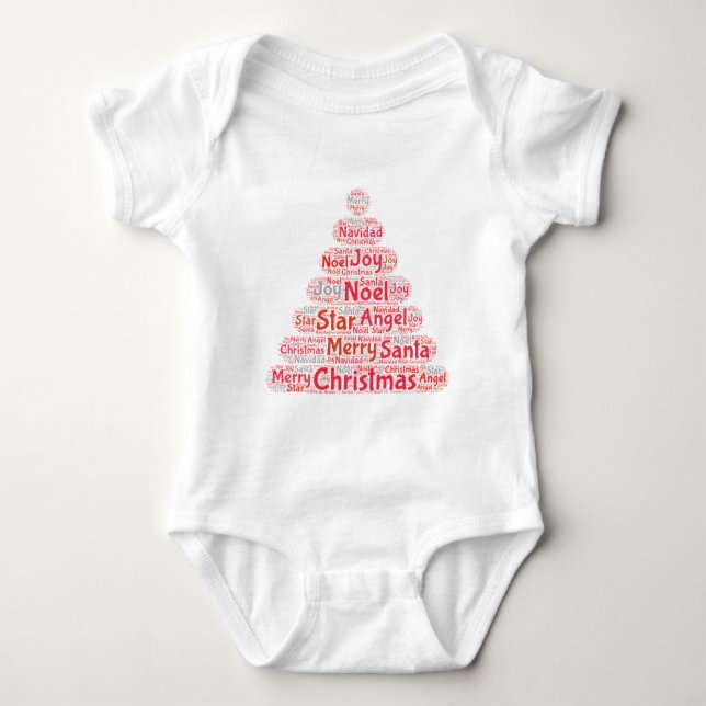 Weihnachtsbaumtypografie Baby Strampler (Vorderseite)
