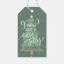 Weihnachtsbaumtypografie Hunter Green White Red Geschenkanhänger