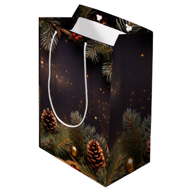 Weihnachtsbaumverpackungspapier Mittlere Geschenktüte (Rückseite Schrägansicht)