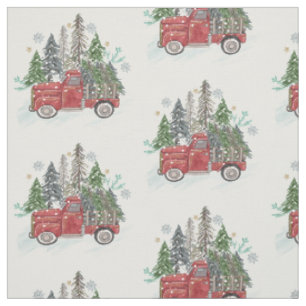 Weihnachtsbaumwagen Rustikales Muster Wasserfarbe Stoff