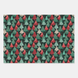 Weihnachtsbaumwald Geschenkpapier Set