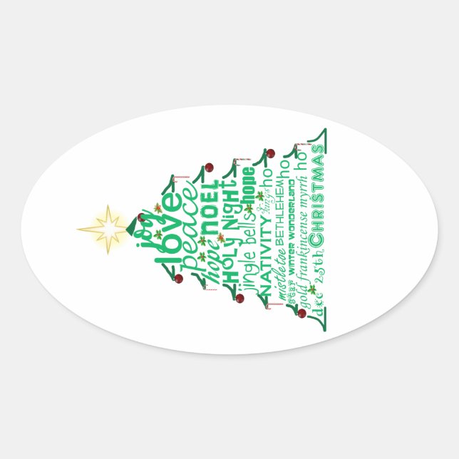 Weihnachtsbaumwörter Ovaler Aufkleber (Vorderseite)