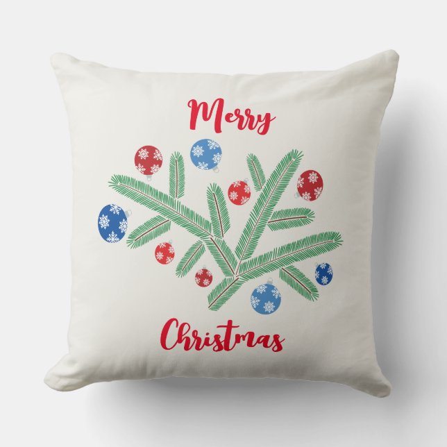 Weihnachtsbaumzweig mit Schneeflockendekorationen Kissen (Vorderseite)