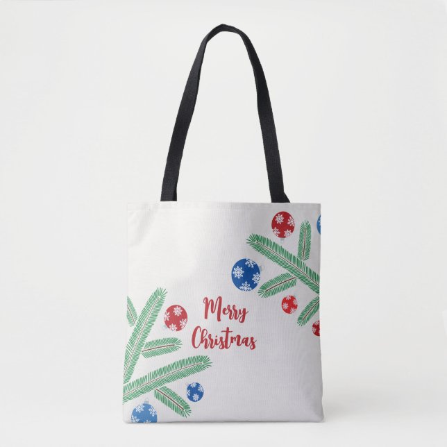 Weihnachtsbaumzweig mit Schneeflockendekorationen Tasche (Vorderseite)