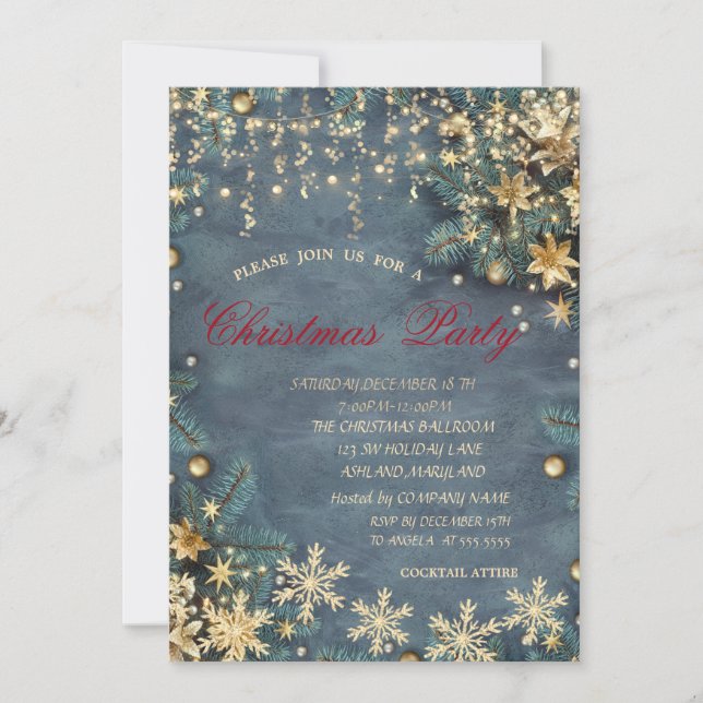 Weihnachtsbaumzweige, Confetti Christmas Company Einladung (Vorderseite)