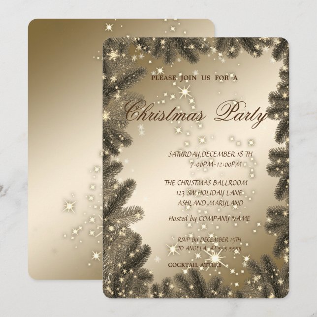 Weihnachtsbaumzweige, Weihnachtsfest im Unternehme Einladung (Vorne/Hinten)