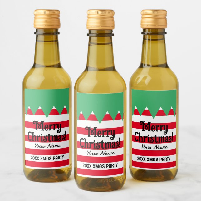 Weihnachtsbauweise personalisiert Mini Weinetikett (Flaschen)
