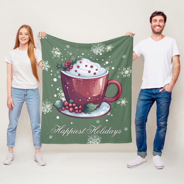 Weihnachtsbecher heiße Schokolade | Grün Fleecedecke (Beispiel)