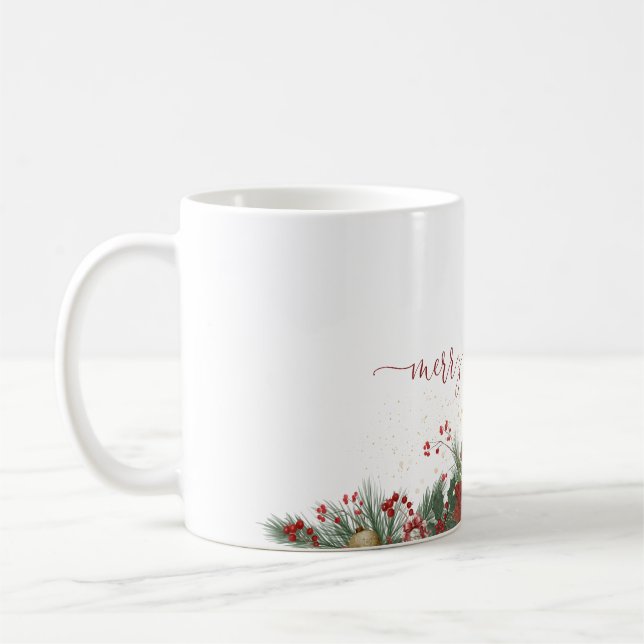 Weihnachtsbecher mit Blumengrenze Kaffeetasse (Links)