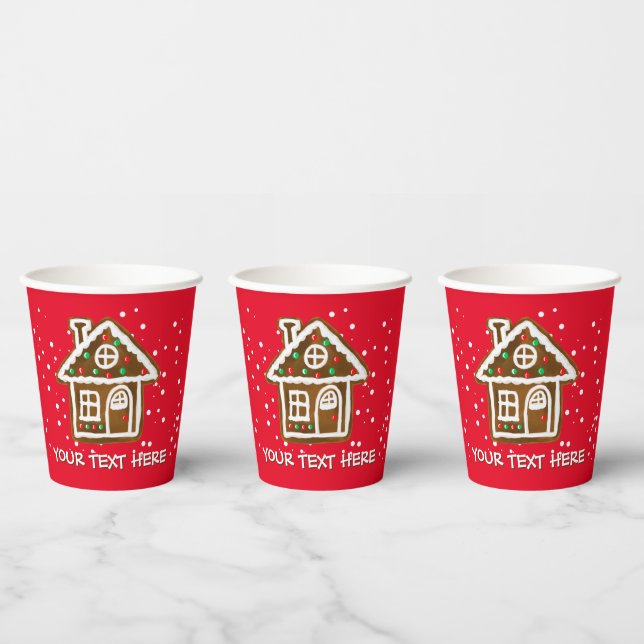 Weihnachtsbecher mit niedlichem Lebkuchenhaus Pappbecher (Multi)