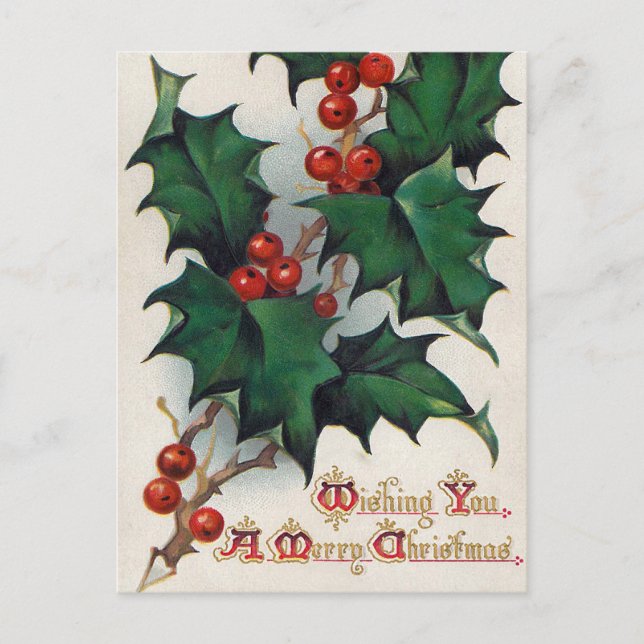 Weihnachtsbeere Feiertagspostkarte (Vorderseite)