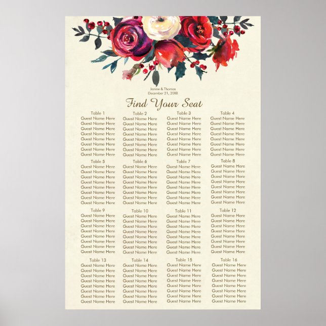 Weihnachtsbeeren im Winter Hochzeitskarte Poster (Vorne)