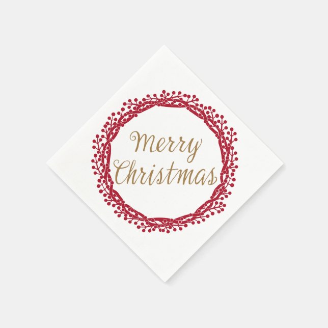Weihnachtsbeeren-Kränz-Cocktailservietten Serviette (Ecke)