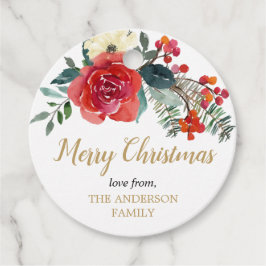 Weihnachtsbeeren mit Blumenbeeren Geschenkanhänger