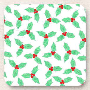 Weihnachtsbeeren-Muster Getränkeuntersetzer