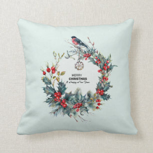 Weihnachtsbeeren und Stierkranz Kissen