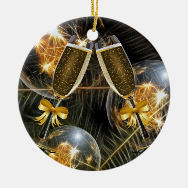 Weihnachtsbeifall Keramik Ornament (Vorne)