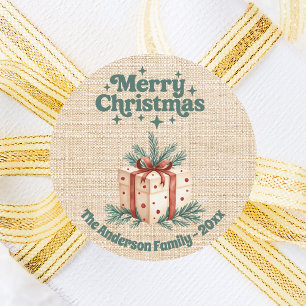 Weihnachtsbeige-Geschenkboxen Runder Aufkleber