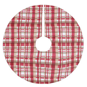 Weihnachtsbeige-Tätersäcke kariert Polyester Weihnachtsbaumdecke