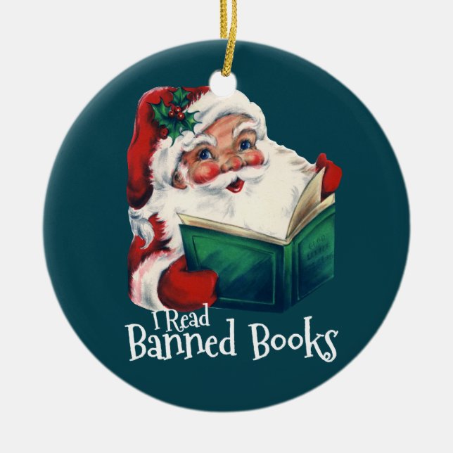 Weihnachtsbeläge verbotene Bücher Keramik Ornament (Vorne)
