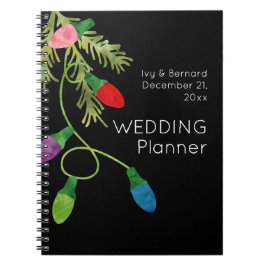 Weihnachtsbeleuchtung auf Black Wedding Planner Notizblock