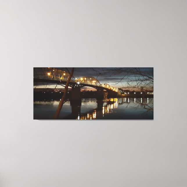 Weihnachtsbeleuchtung auf der Donaubrücke. Leinwanddruck (Vorderseite)