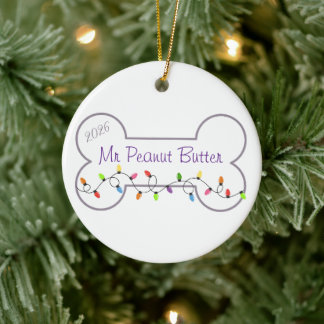 Weihnachtsbeleuchtung auf Hundeknochen Keramik Ornament